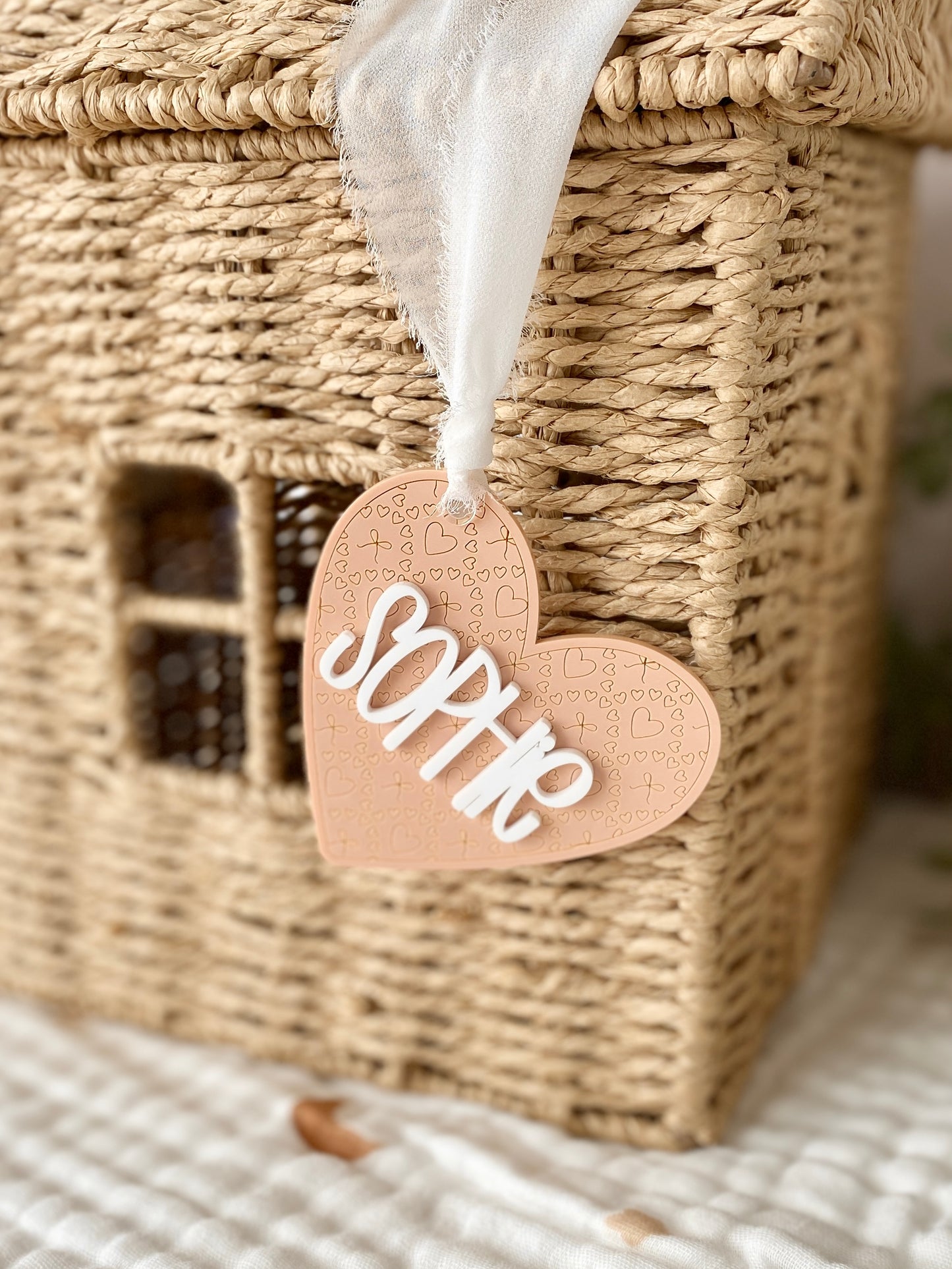 Personalized Stitched Heart Name Tag