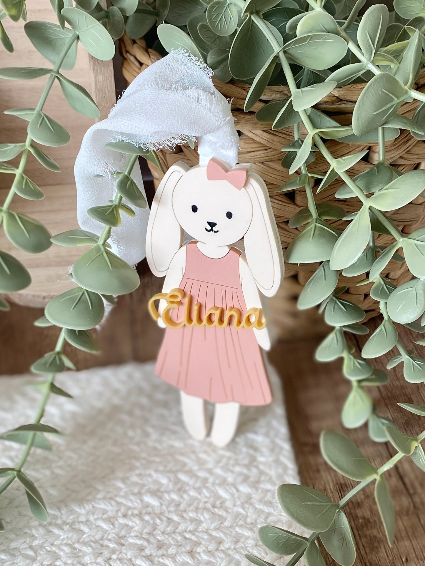 Personalized Easter Basket Tag – Floppy Ear Bunny