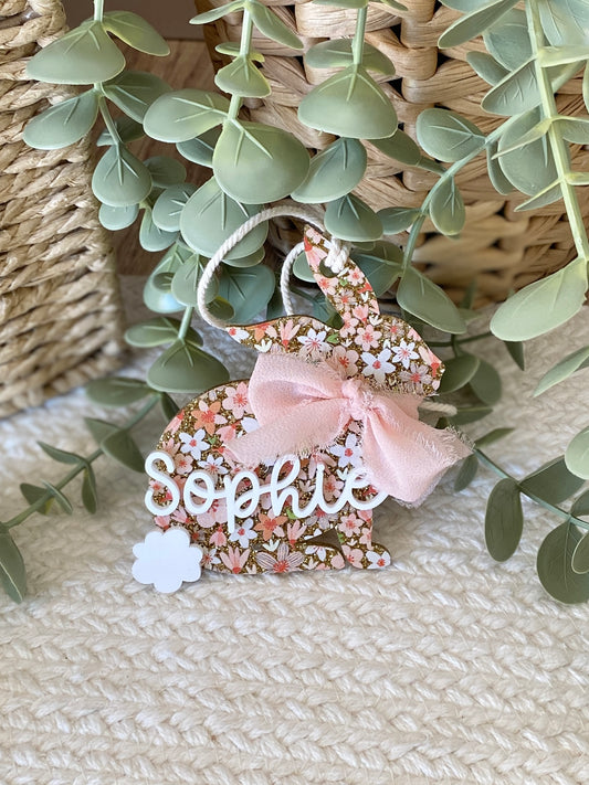 Floral Signature Easter Name Tag | Personalized Bunny, Cross or Scalloped Keepsake