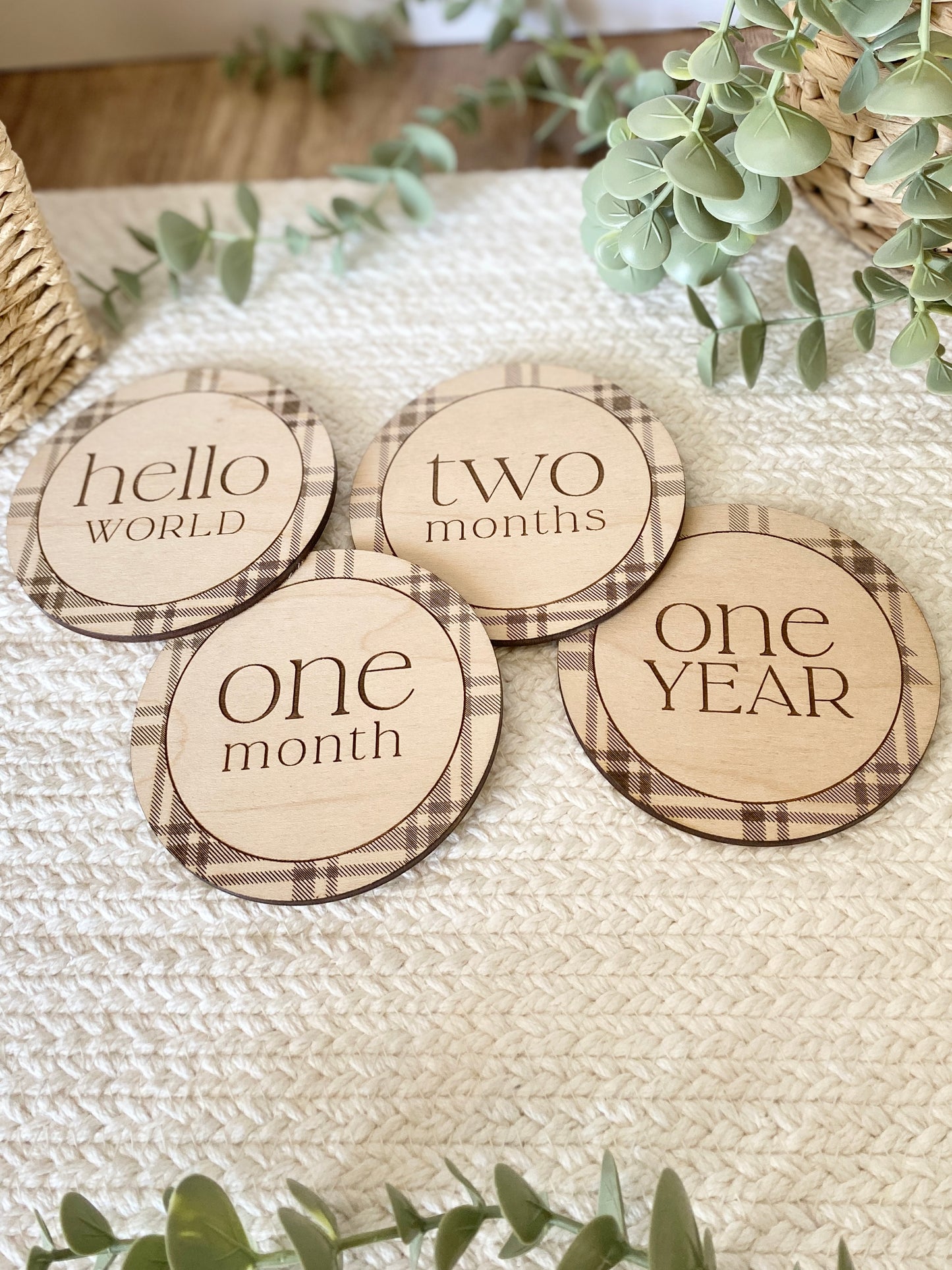Plaid Baby Monthly Milestone Photo Markers