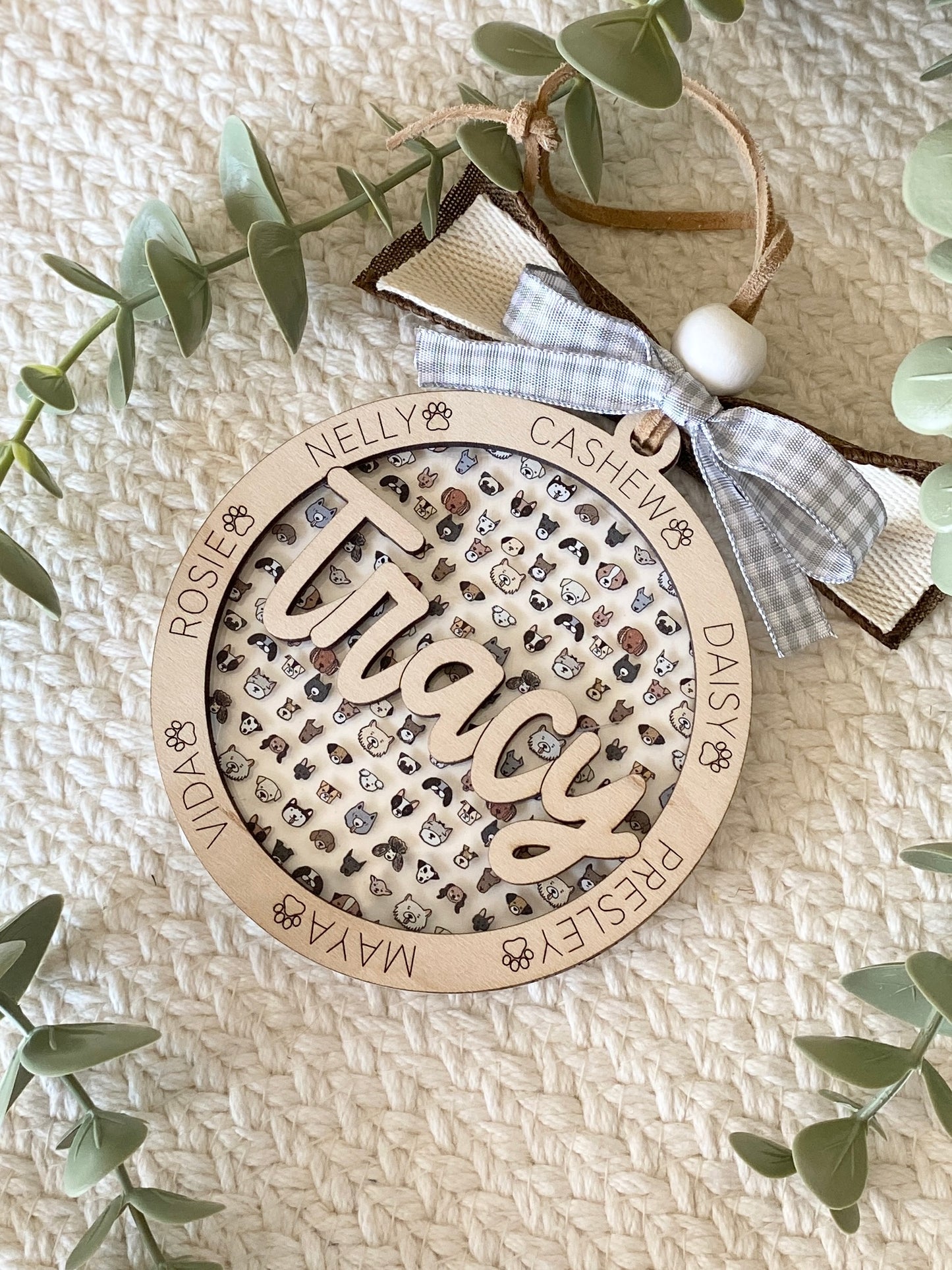 Personalized Dog Mom Ornament | Custom Pet Name Keepsake | Dog Lover Gift | Dog Walker Gift
