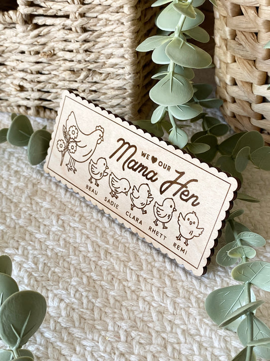Personalized Mama Hen Fridge Magnet | Custom Kids Names Gift | Chicken Lover Gift