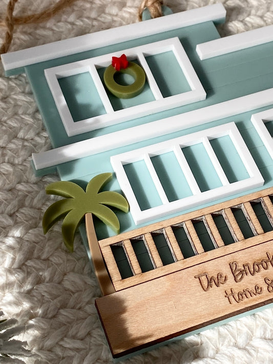 Coastal Christmas Beach House Ornament