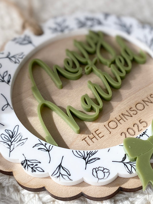 Merry & Married Floral Wreath Ornament