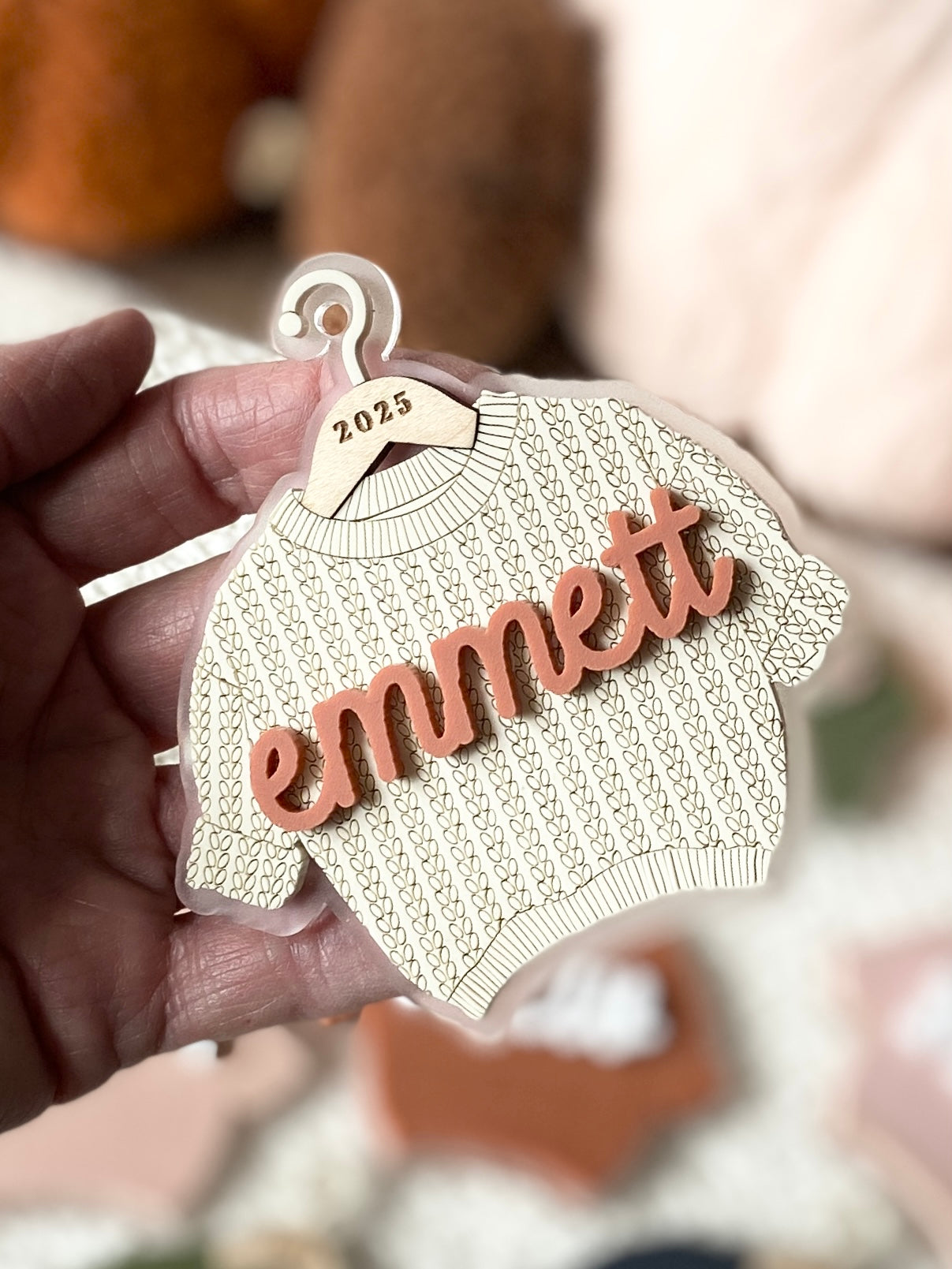 Cozy Threads – Personalized Sweater Ornament/Tag