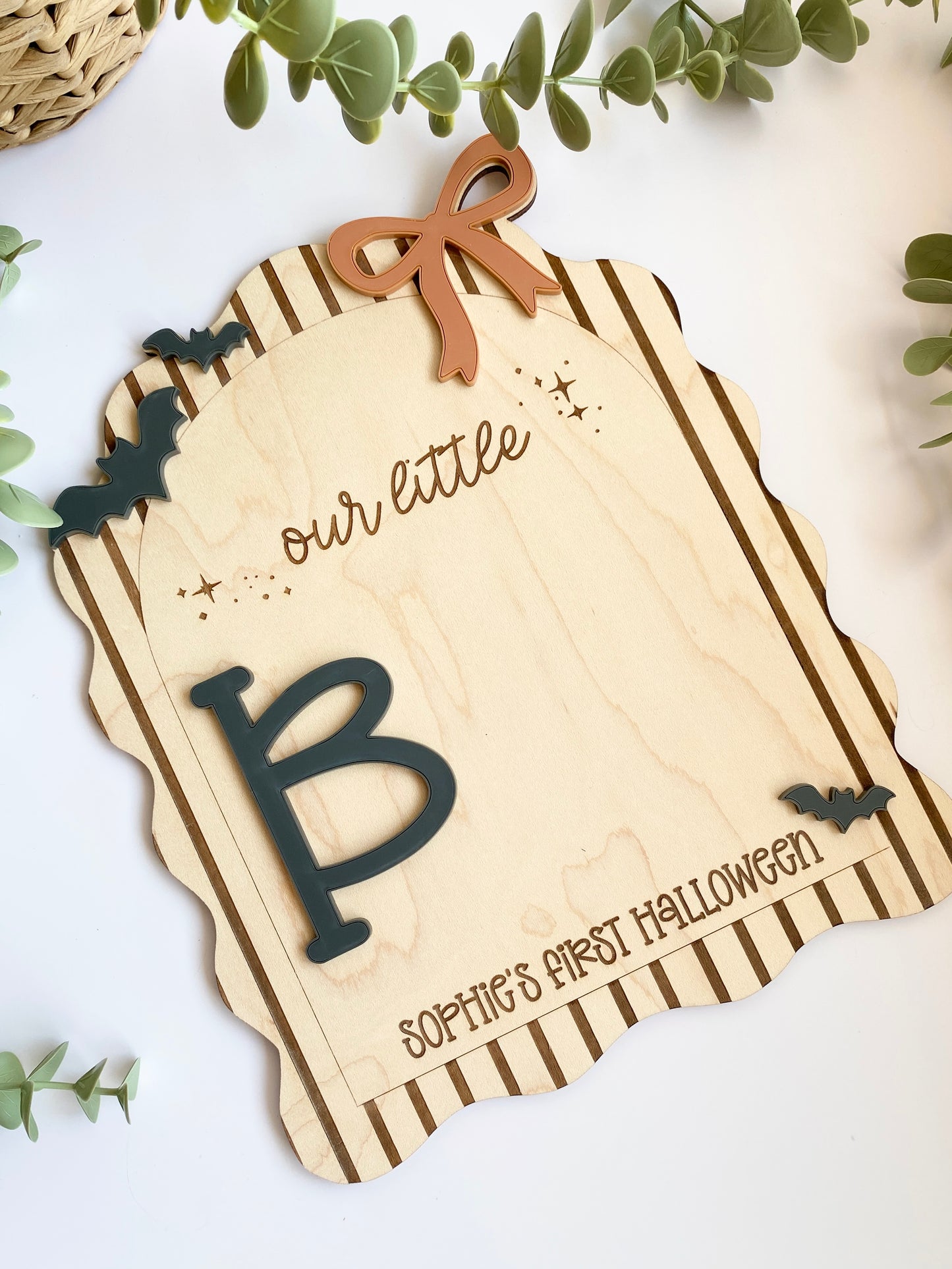 Personalized Baby Footprint Keepsake | First Halloween Wooden Sign