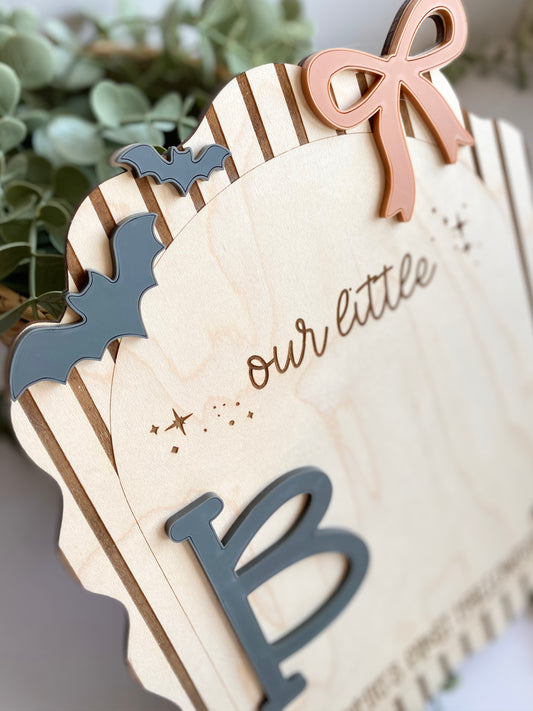 Personalized Baby Footprint Keepsake | First Halloween Wooden Sign