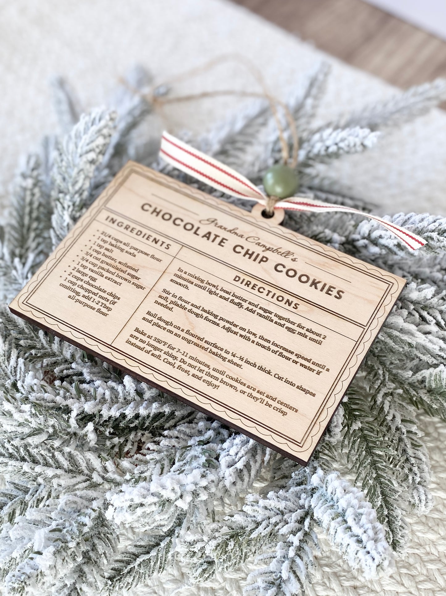 Family Recipe Keepsake Ornament – Personalized Wooden Recipe Card