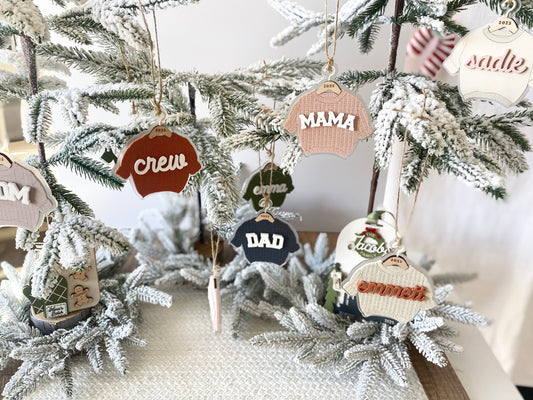 Cozy Threads β Personalized Sweater Ornament/Tag