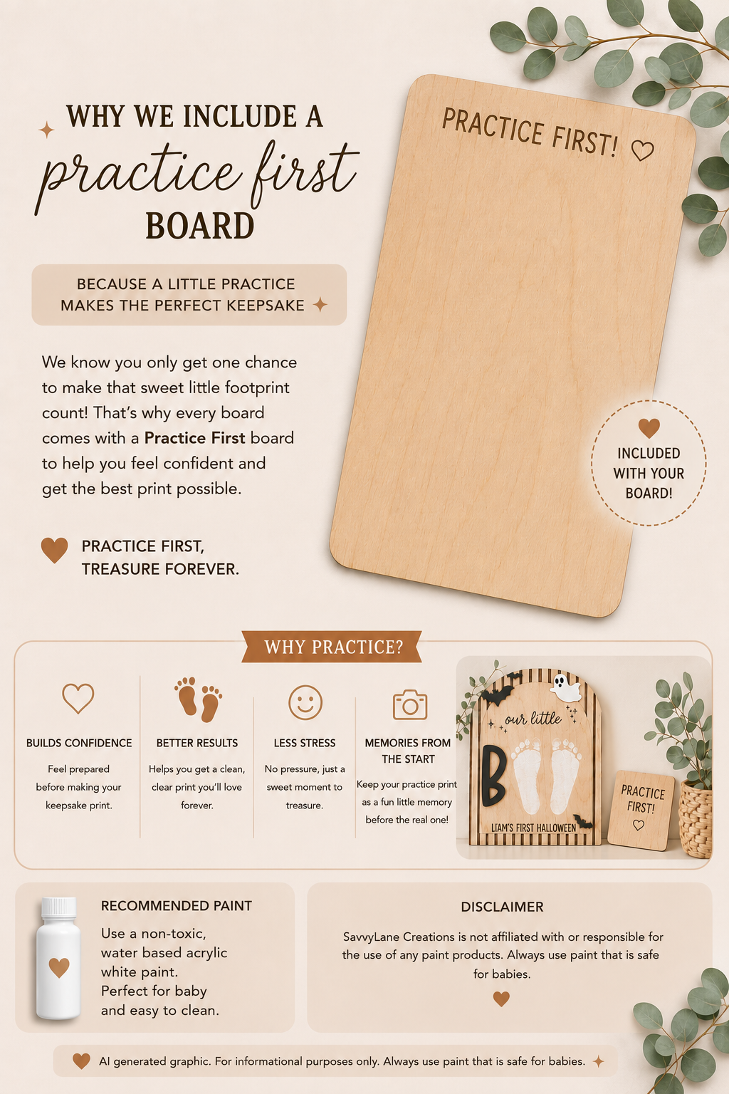 Personalized Baby Footprint Keepsake | First Halloween Wooden Sign