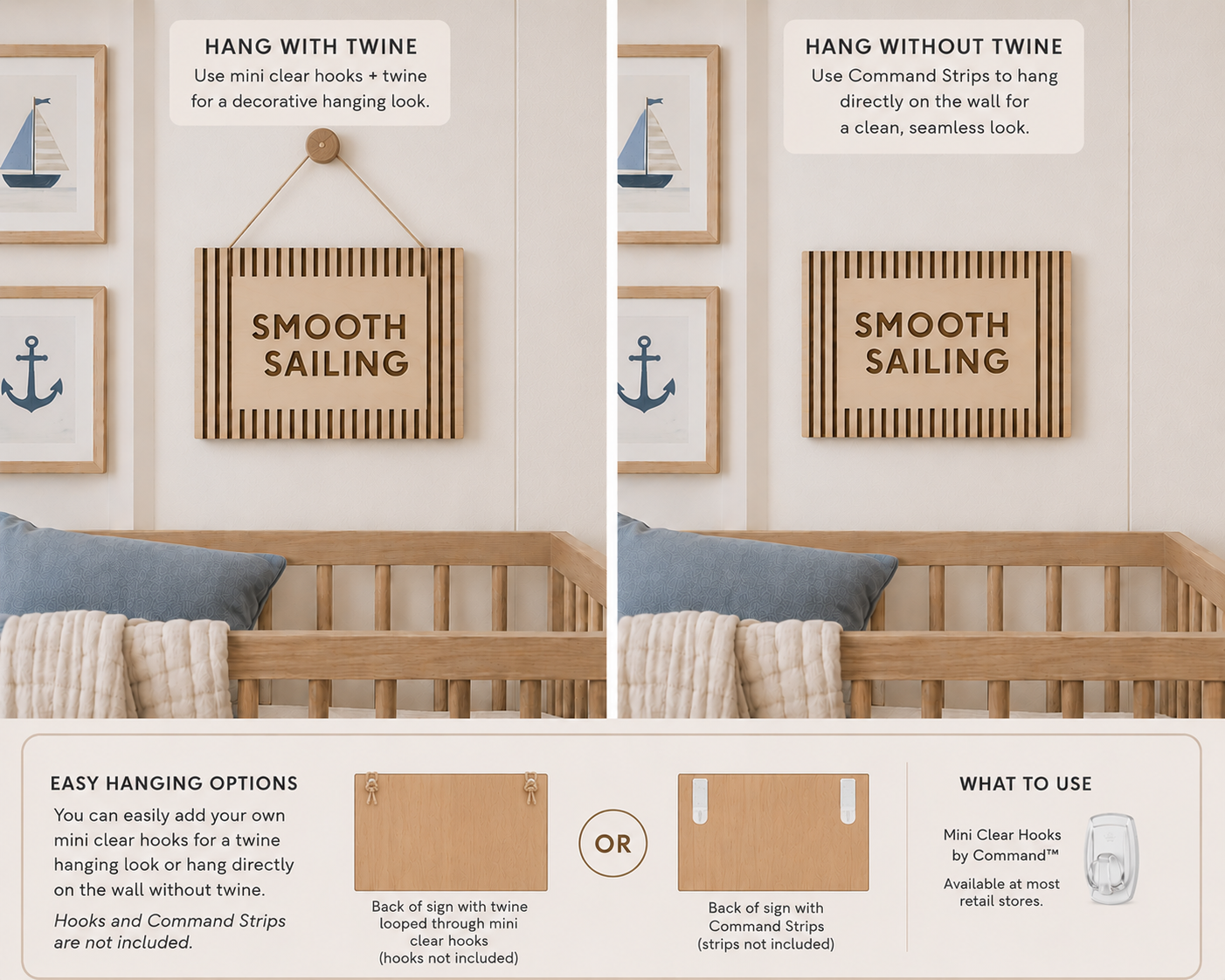 Smooth Sailing Nursery Sign | Nautical Nursery Decor | Sailor Playroom Wall Art | Coastal Kids Room Sign