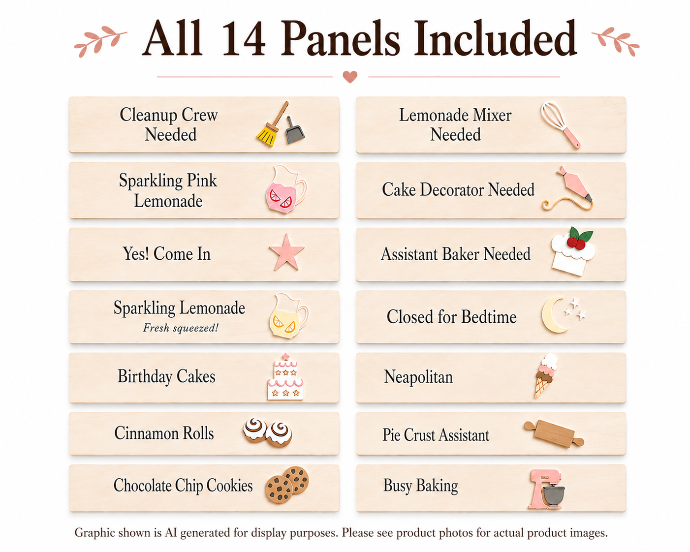 Interchangeable Bakery Play Menu Board - Starter Set| Pretend Play Bakery | Play Kitchen Decor | Personalized Playroom Sign | Montessori Inspired