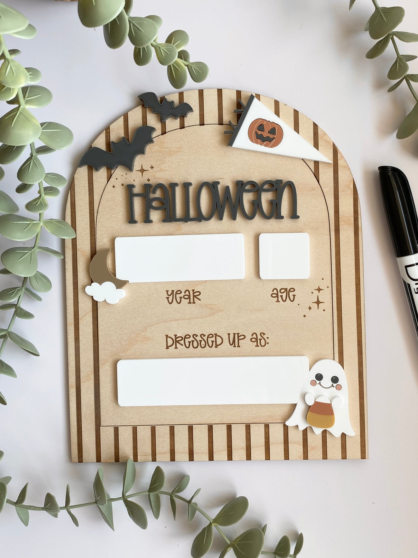Personalized Halloween Costume Board | Kids Photo Prop | Dry Erase Halloween Sign | Yearly Keepsake | First Halloween