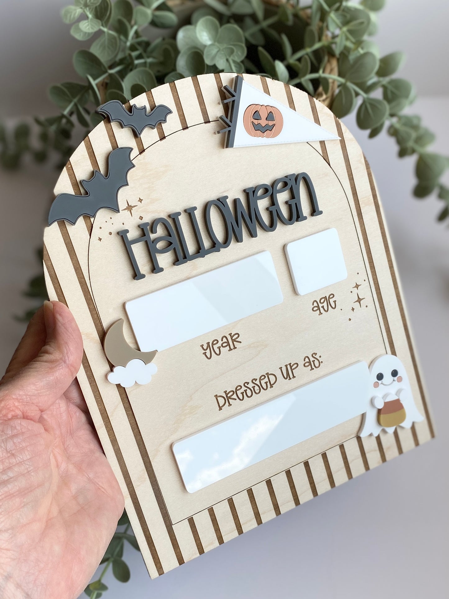 Personalized Halloween Costume Board | Kids Photo Prop | Dry Erase Halloween Sign | Yearly Keepsake | First Halloween