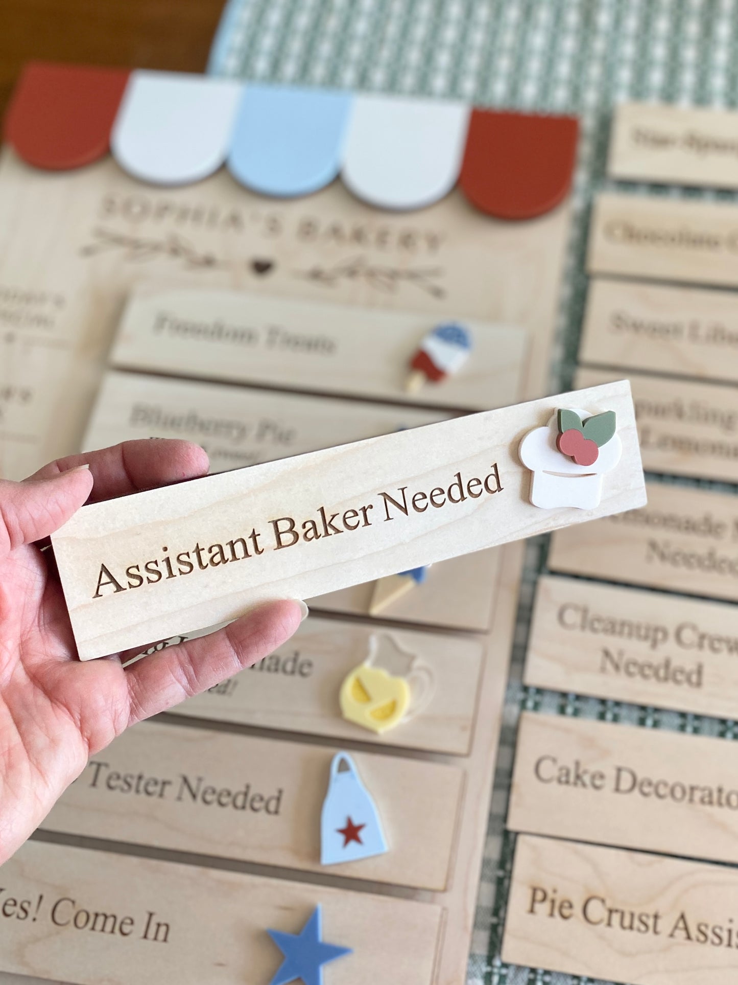 Interchangeable Bakery Play Menu Board - Starter Set| Pretend Play Bakery | Play Kitchen Decor | Personalized Playroom Sign | Montessori Inspired