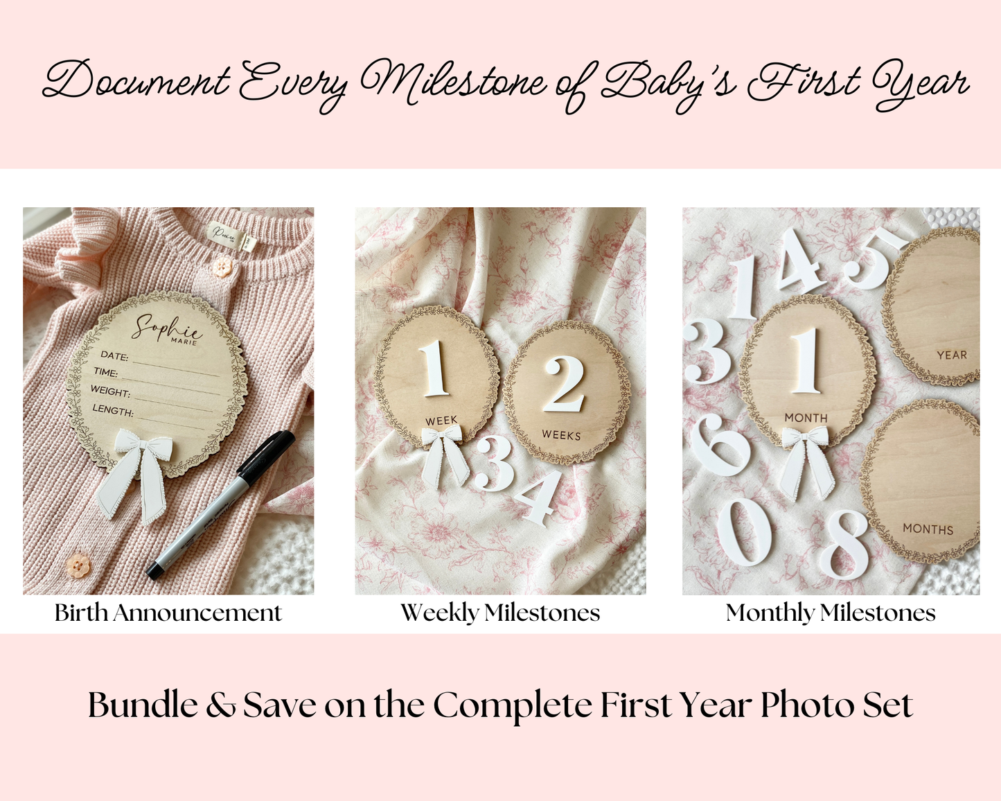 Frilly Bow Baby Birth Announcement Keepsake Plaque