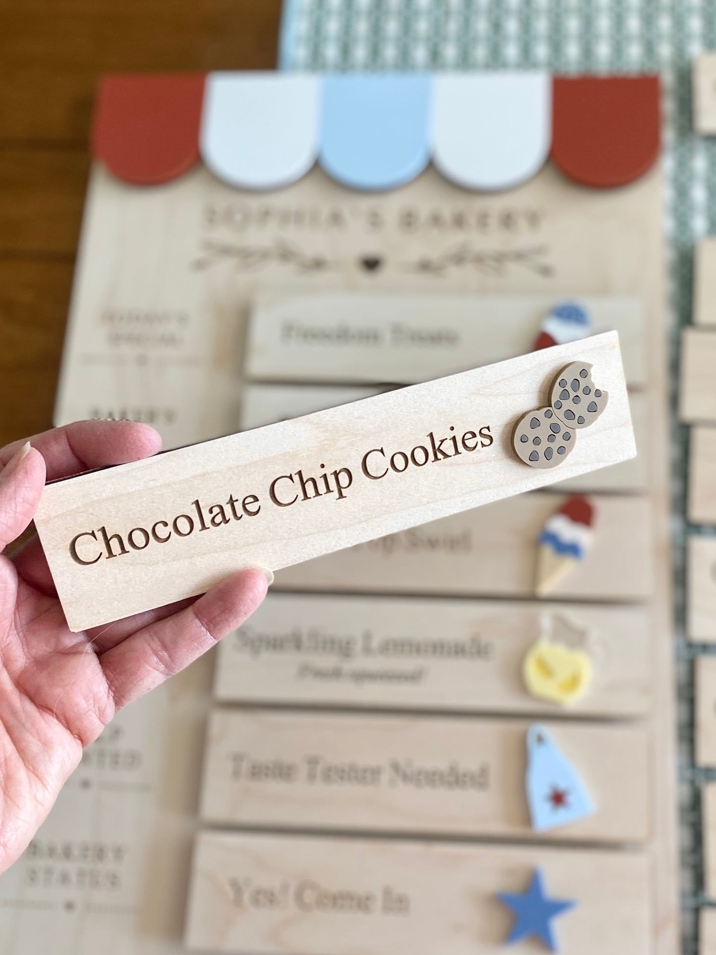 Interchangeable Bakery Play Menu Board - Starter Set| Pretend Play Bakery | Play Kitchen Decor | Personalized Playroom Sign | Montessori Inspired