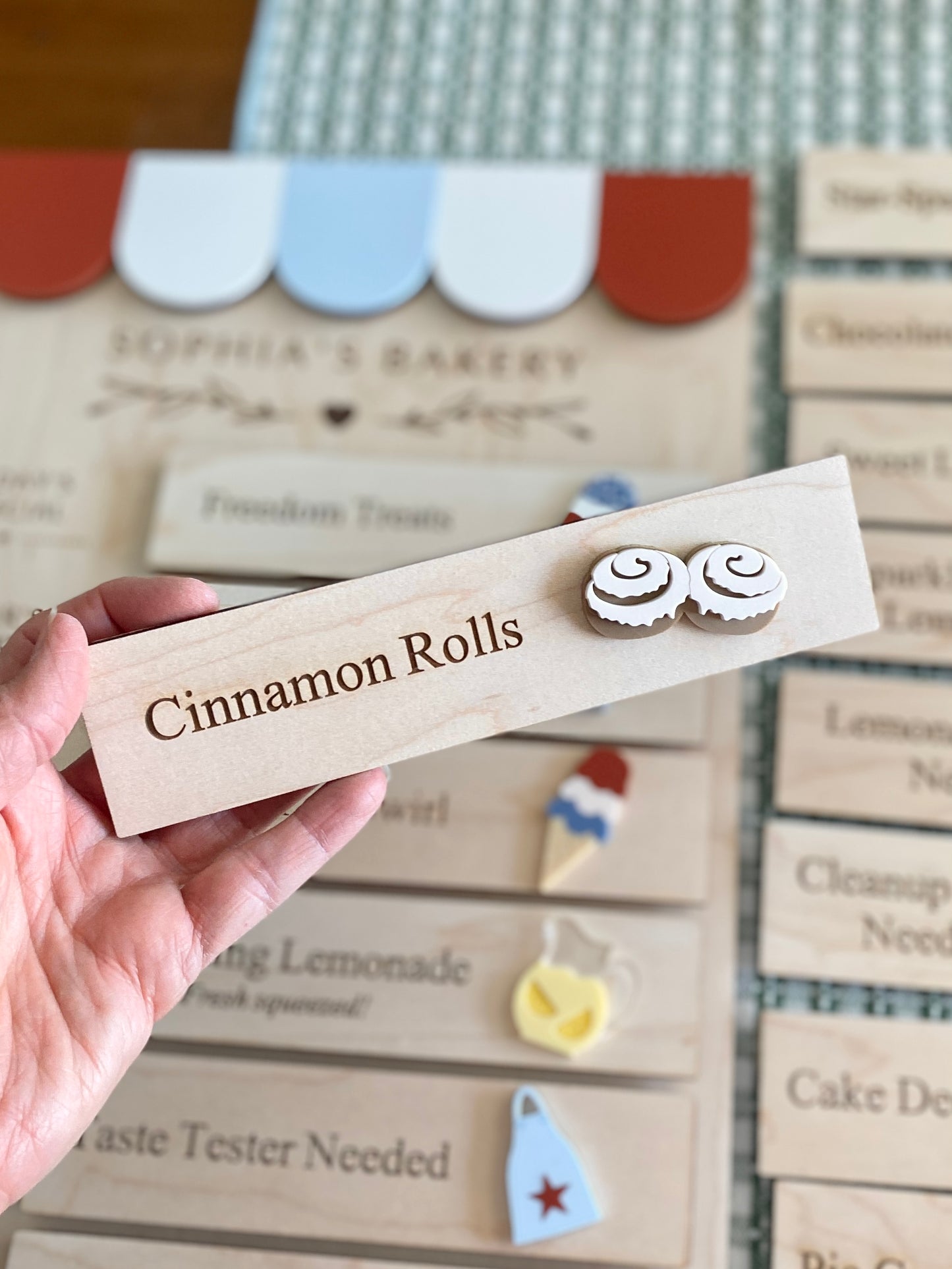 Interchangeable Bakery Play Menu Board - Starter Set| Pretend Play Bakery | Play Kitchen Decor | Personalized Playroom Sign | Montessori Inspired
