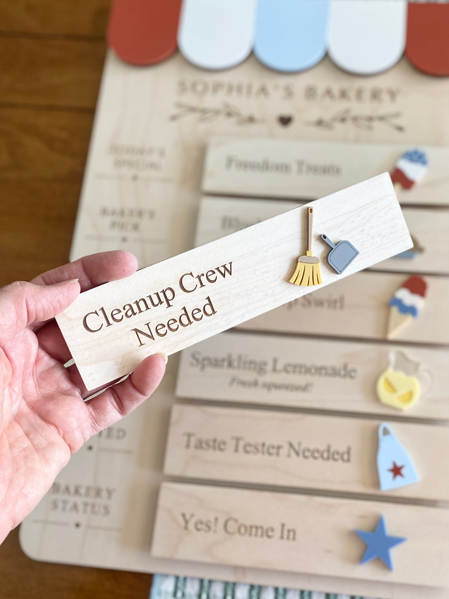 Interchangeable Bakery Play Menu Board - Starter Set| Pretend Play Bakery | Play Kitchen Decor | Personalized Playroom Sign | Montessori Inspired