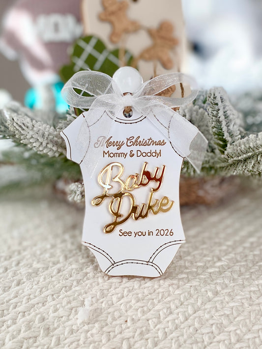 Merry Christmas Mommy & Daddy – Baby Announcement Ornament