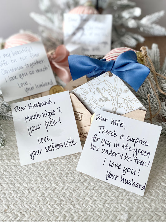 Letters of Love – Wedding Keepsake Ornament & Gift Card Holder (Blue Ribbon)