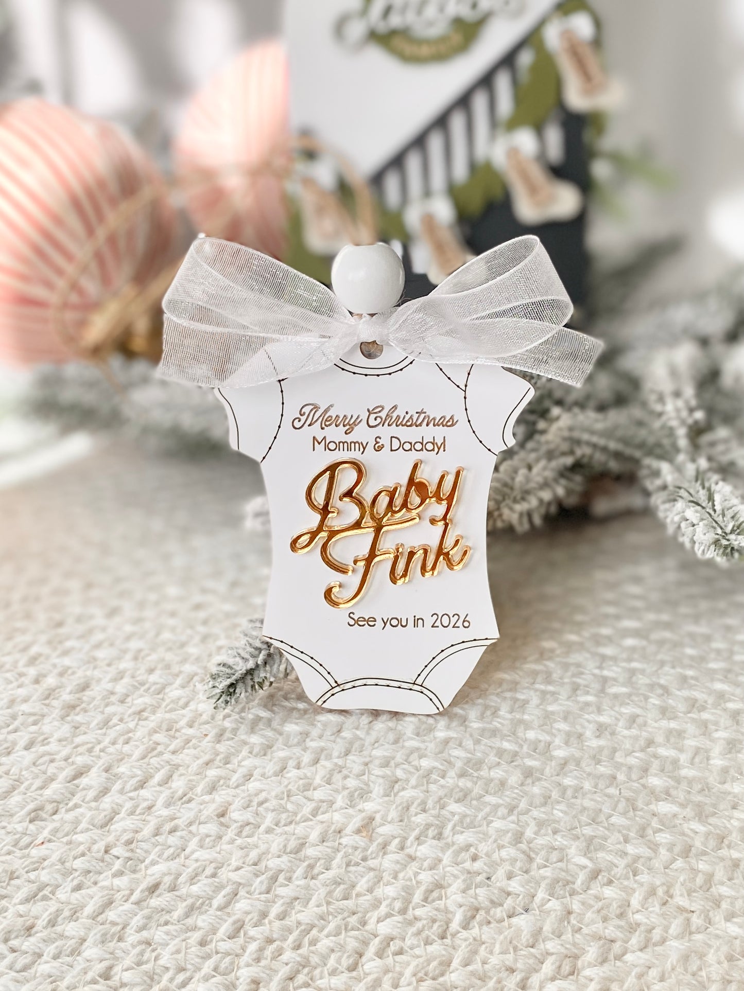 Merry Christmas Mommy & Daddy – Baby Announcement Ornament