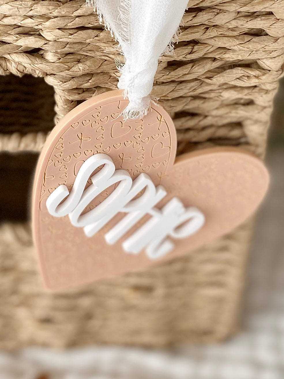 Personalized Stitched Heart Name Tag
