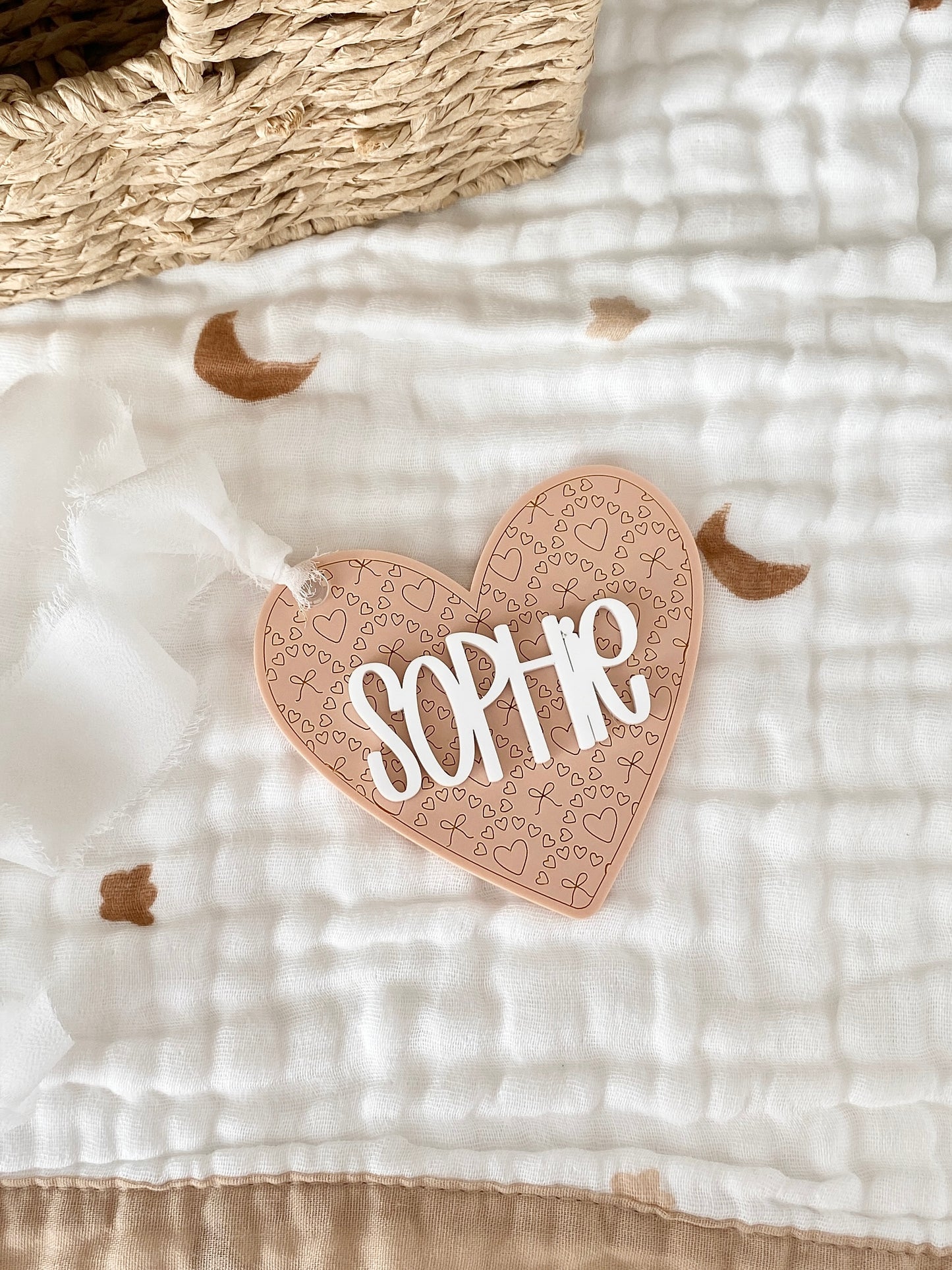 Personalized Stitched Heart Name Tag