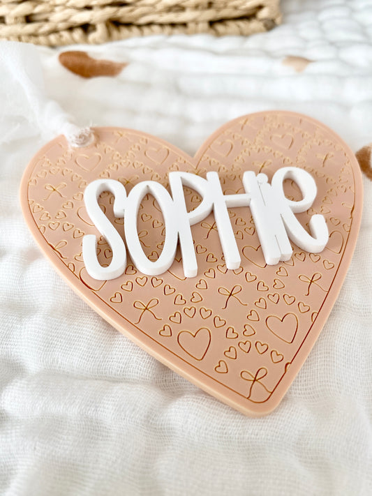 Personalized Stitched Heart Name Tag