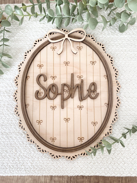 Personalized Bow Nursery Name Sign | Custom Baby Name Plaque