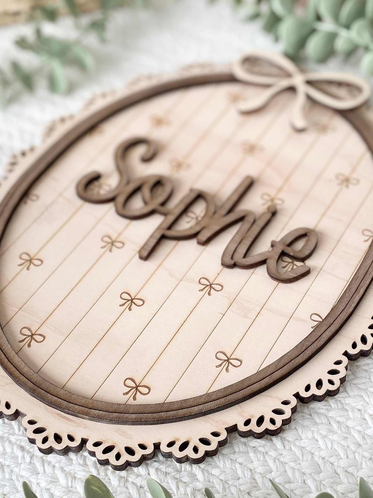 Personalized Bow Nursery Name Sign | Custom Baby Name Plaque