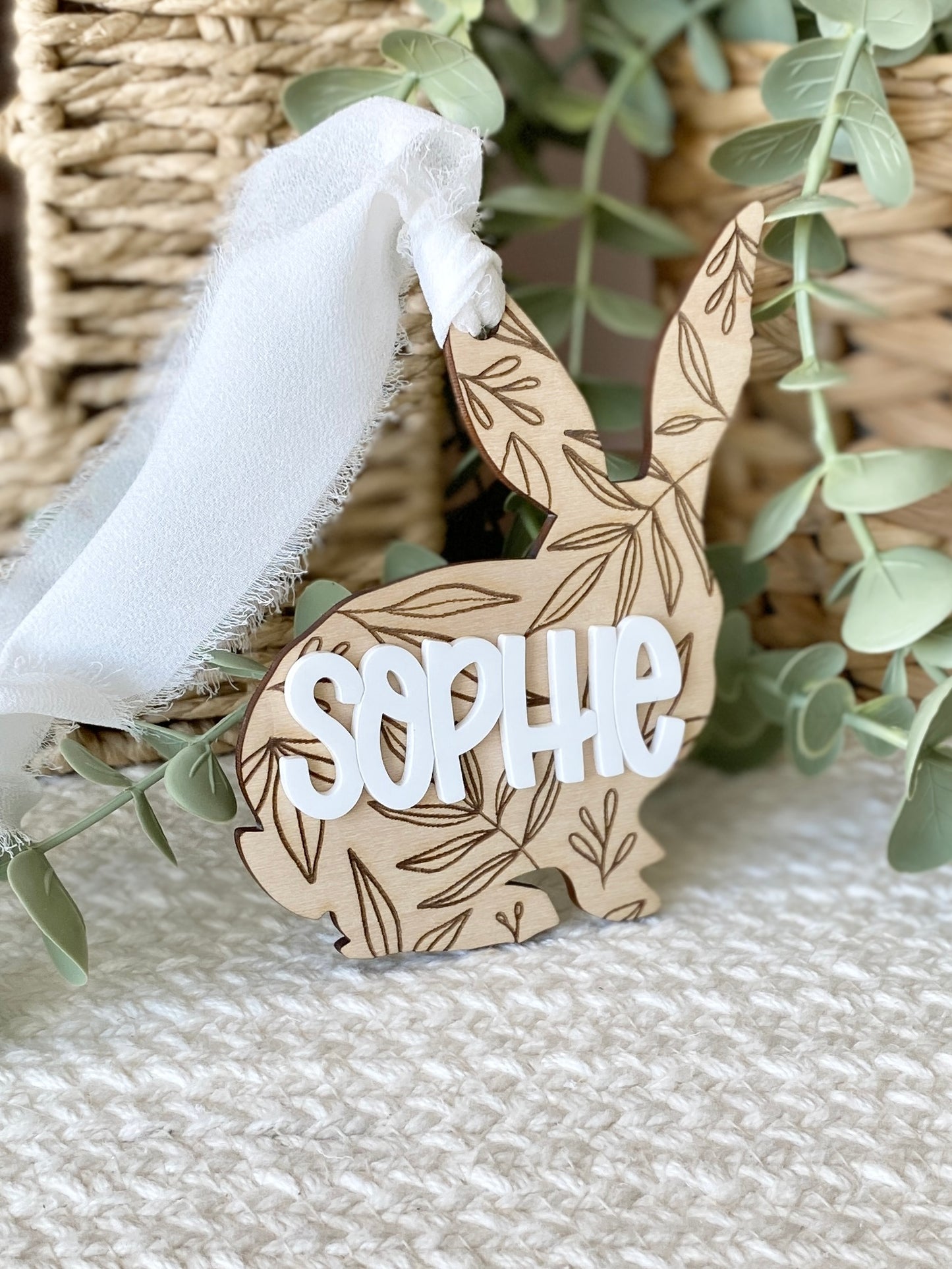 Personalized Floral Bunny Tag