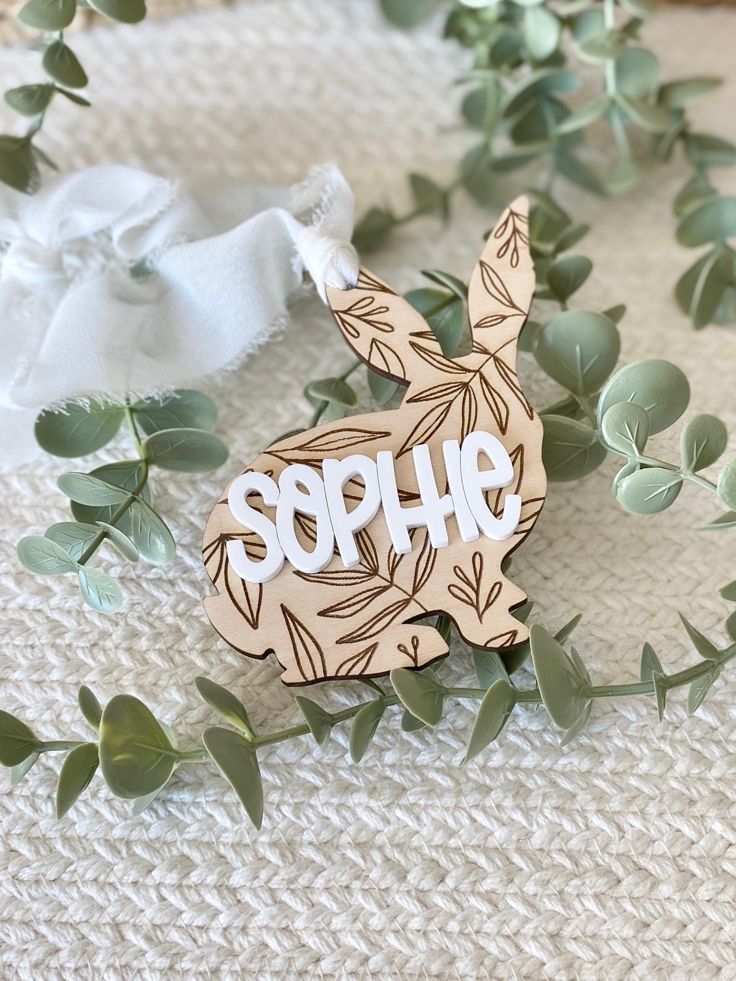 Personalized Floral Bunny Tag