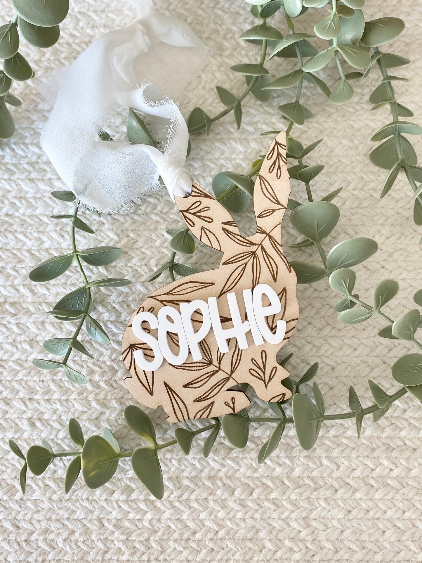 Personalized Floral Bunny Tag
