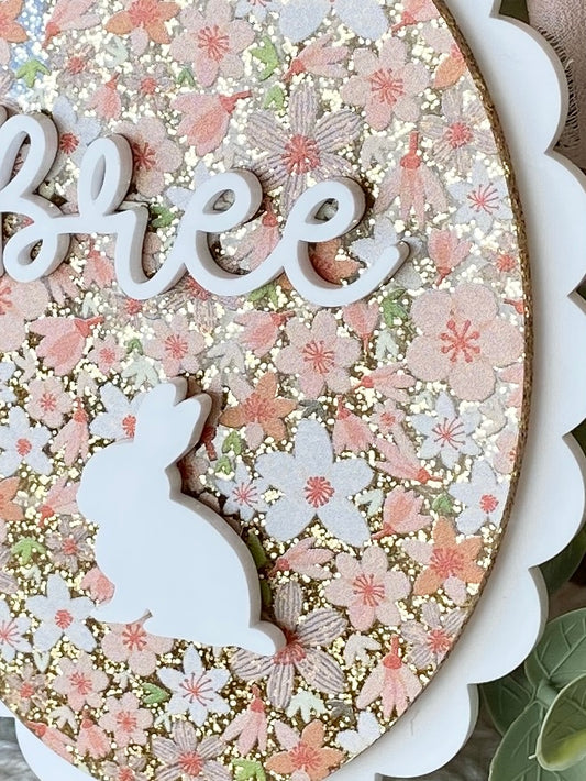 Floral Signature Easter Name Tag | Personalized Bunny, Cross or Scalloped Keepsake