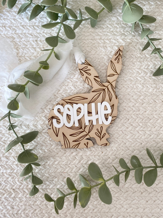 Personalized Floral Bunny Tag