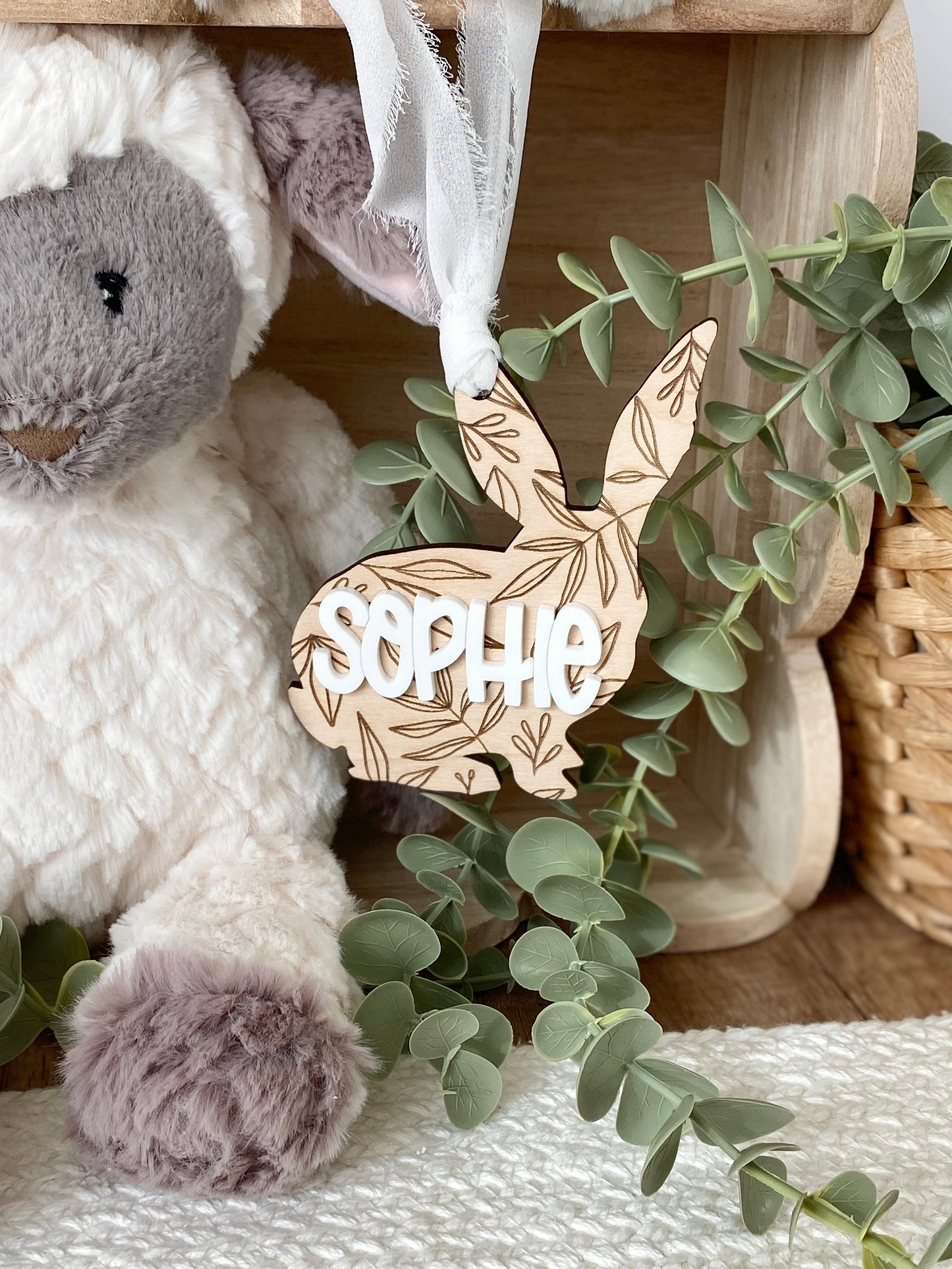 Personalized Floral Bunny Tag