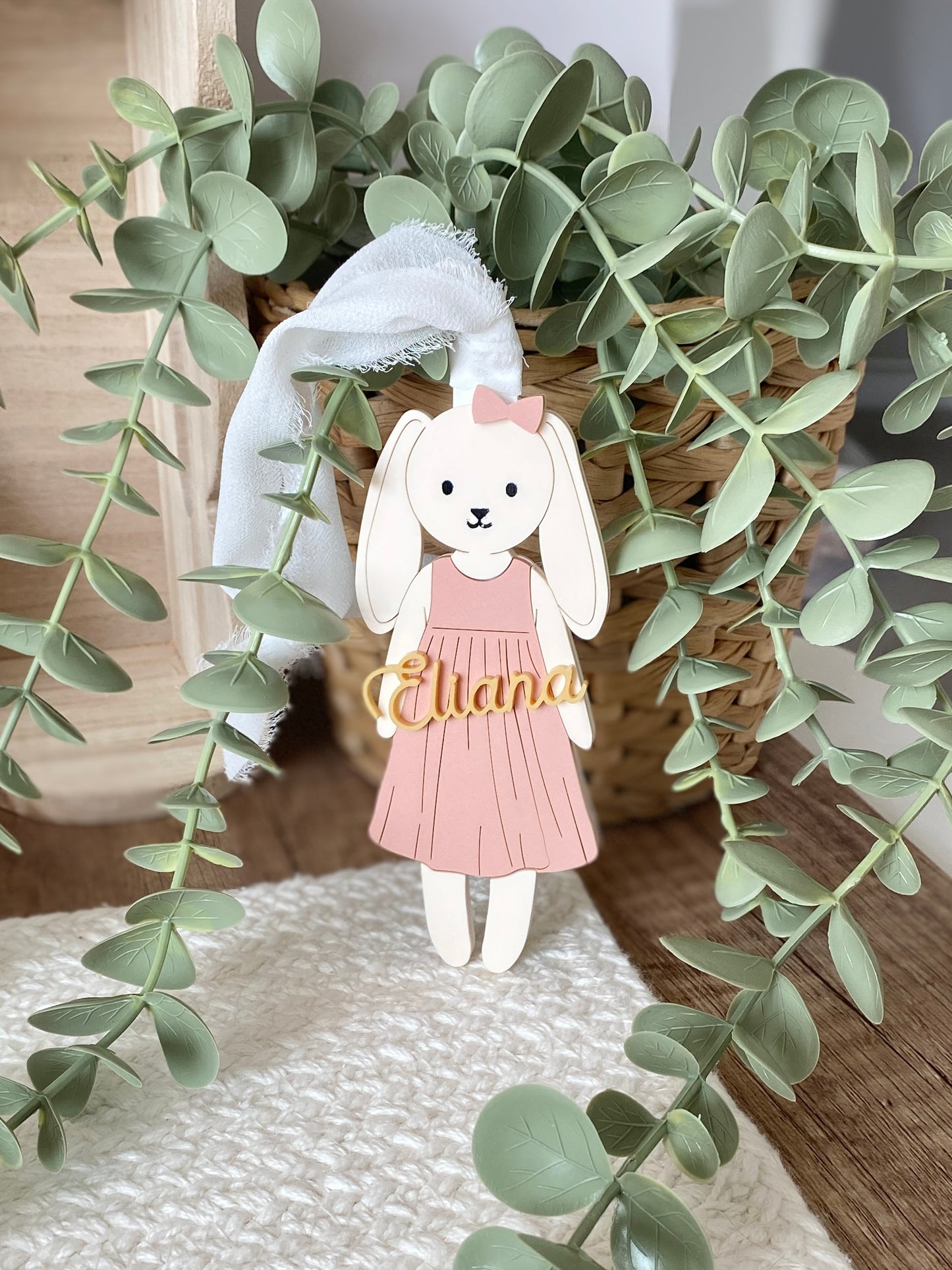 Personalized Easter Basket Tag – Floppy Ear Bunny
