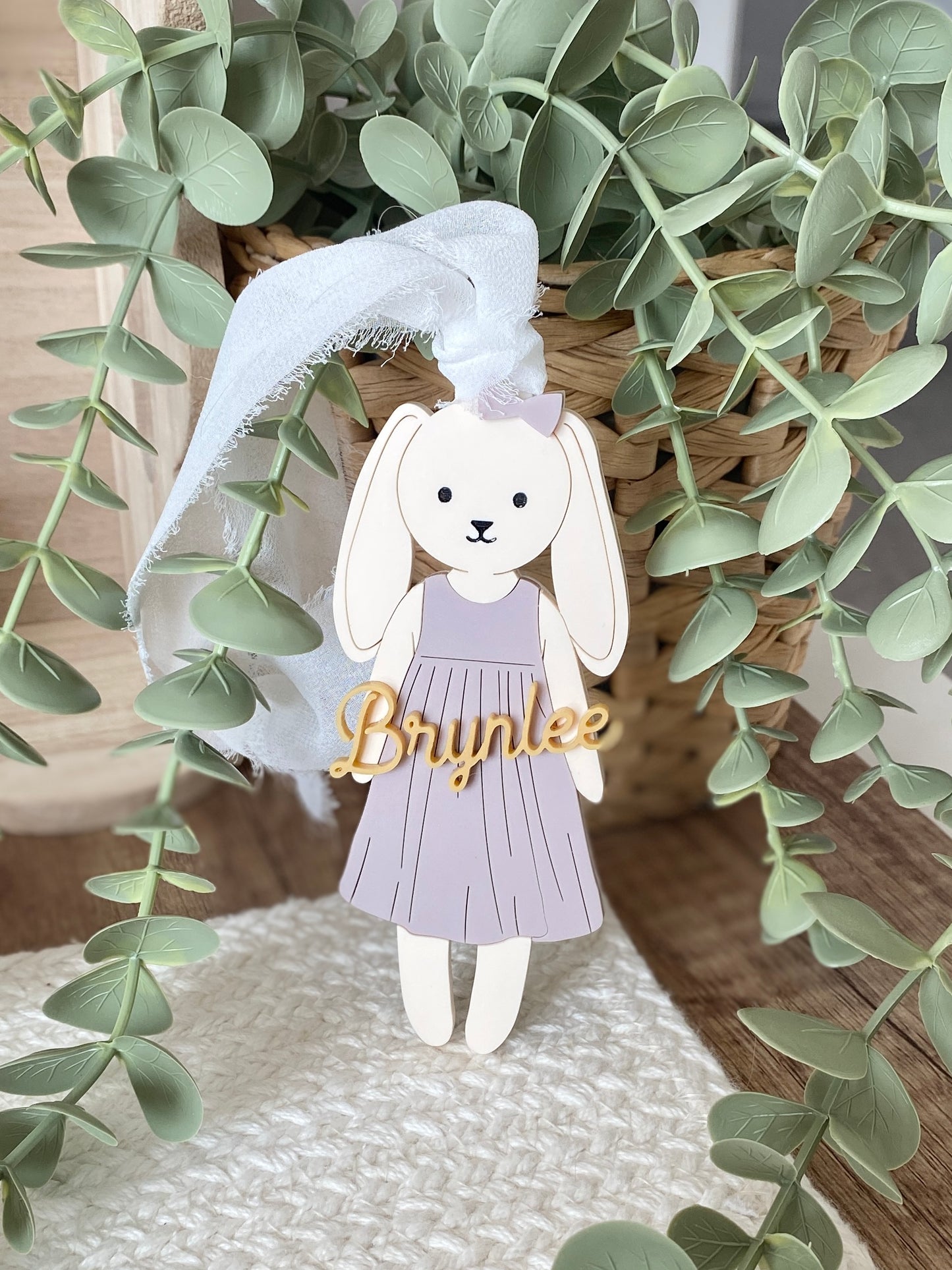 Personalized Easter Basket Tag – Floppy Ear Bunny