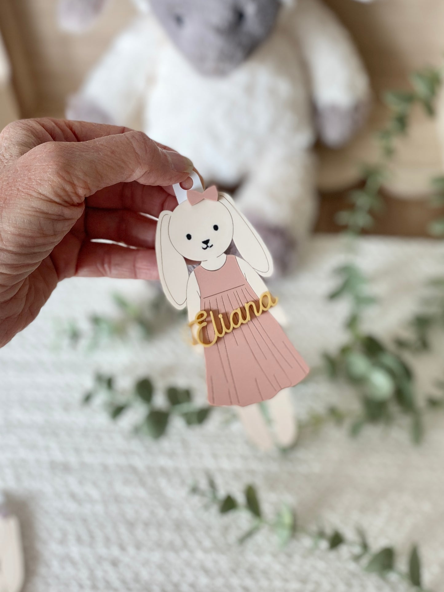 Personalized Easter Basket Tag – Floppy Ear Bunny