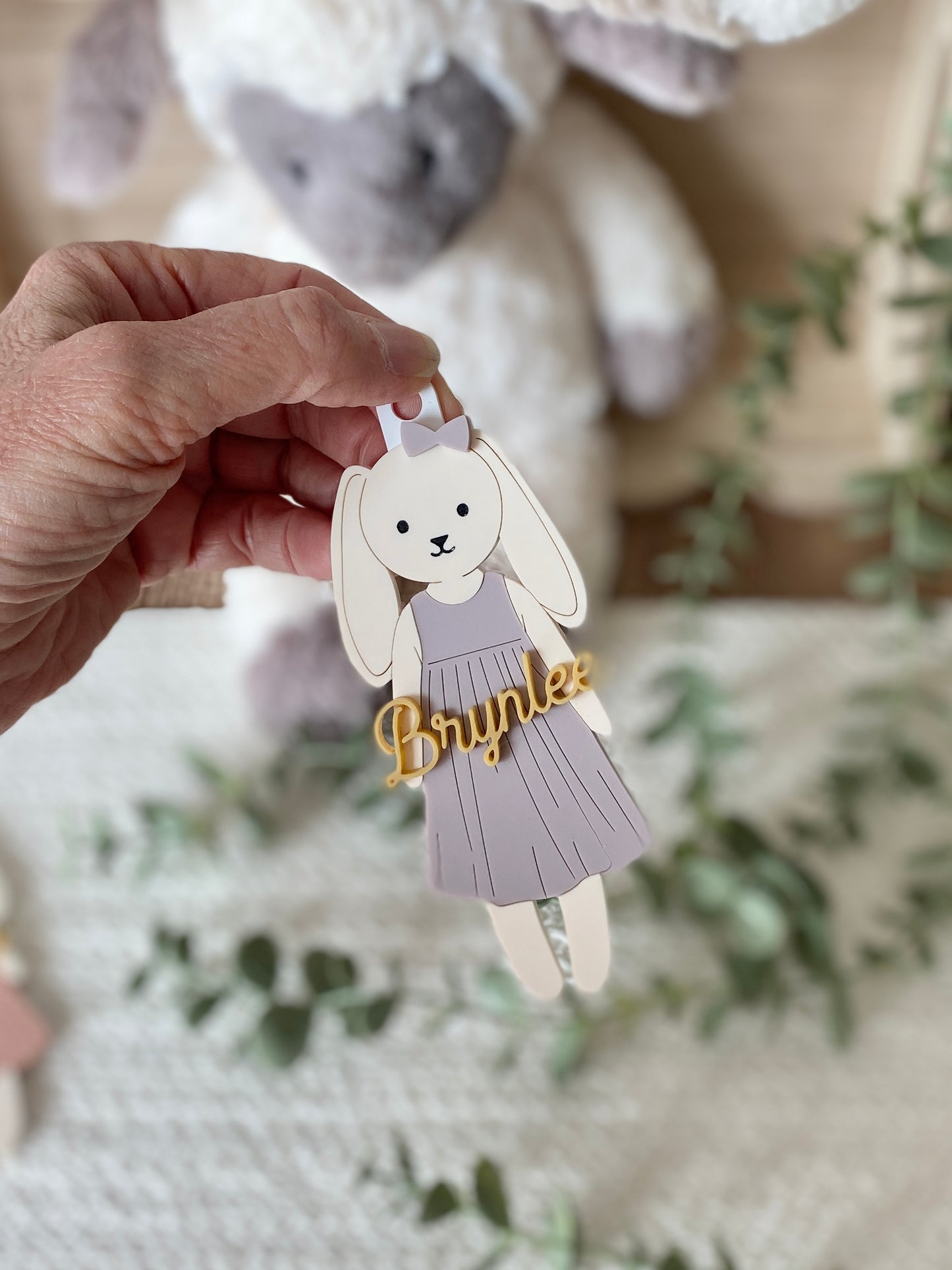 Personalized Easter Basket Tag – Floppy Ear Bunny