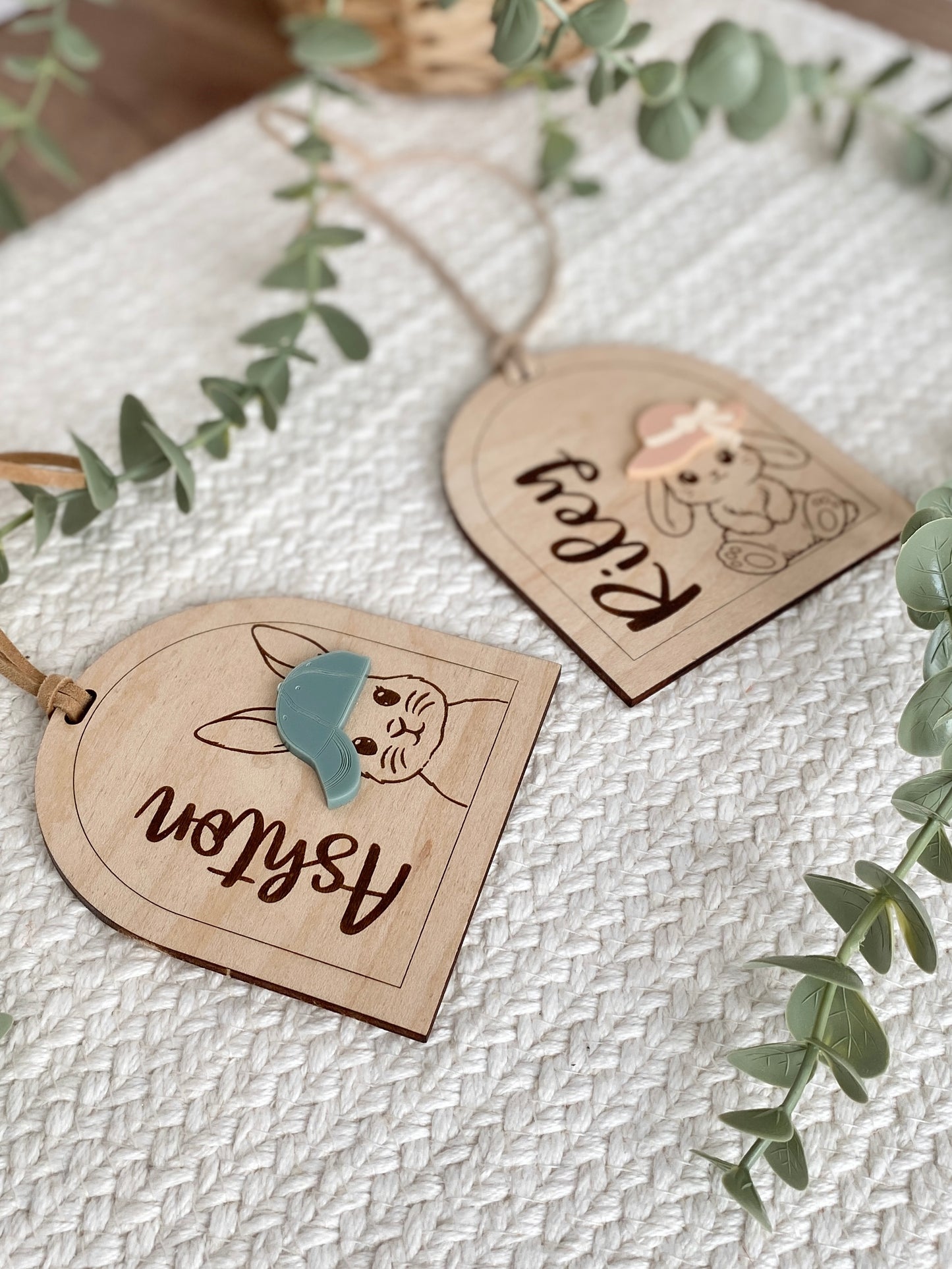 Personalized Hat Bunny Easter Basket Tag