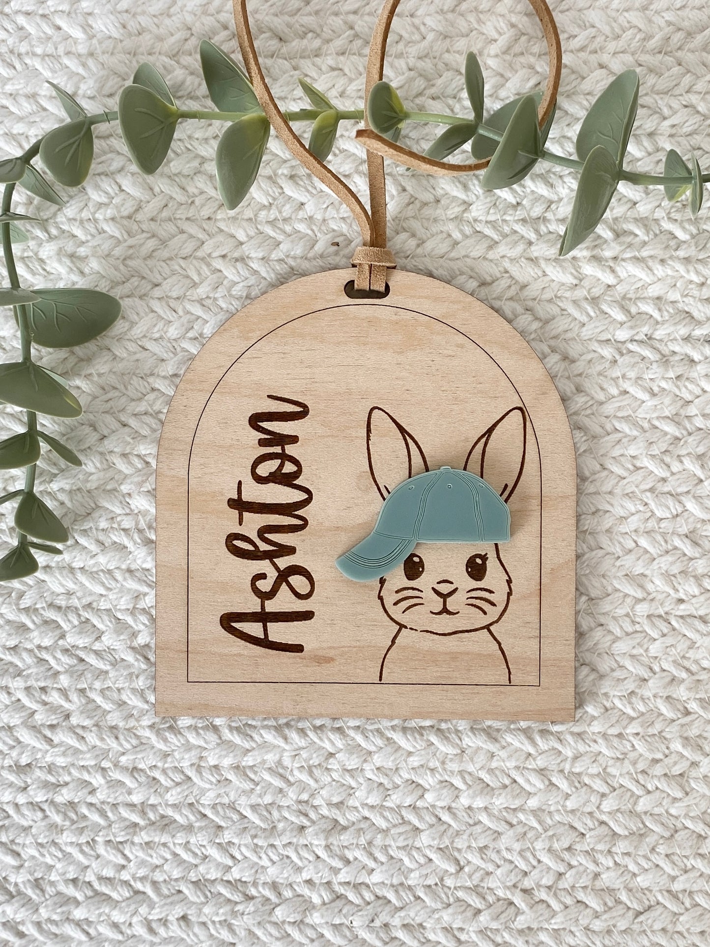 Personalized Hat Bunny Easter Basket Tag