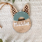 Checkered Ear Bunny Personalized Name Tag | Easter Basket Keepsake