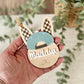 Checkered Ear Bunny Personalized Name Tag | Easter Basket Keepsake