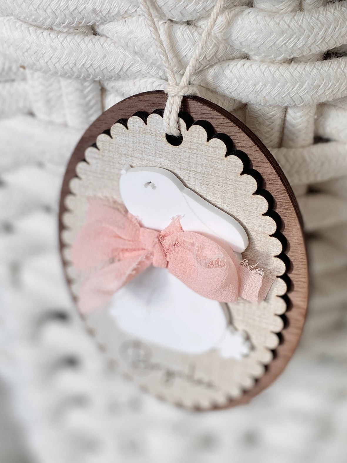 Personalized Signature Bow Bunny Easter Basket Tag