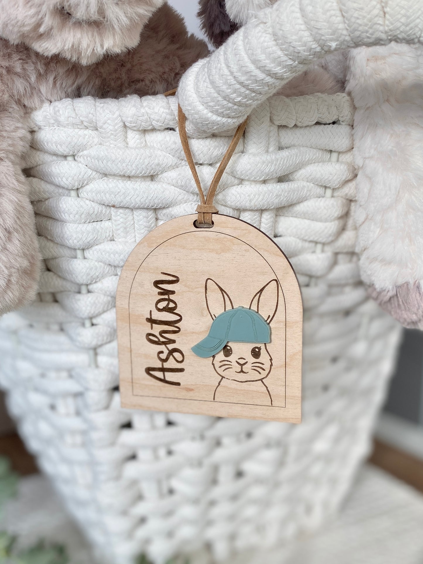 Personalized Hat Bunny Easter Basket Tag