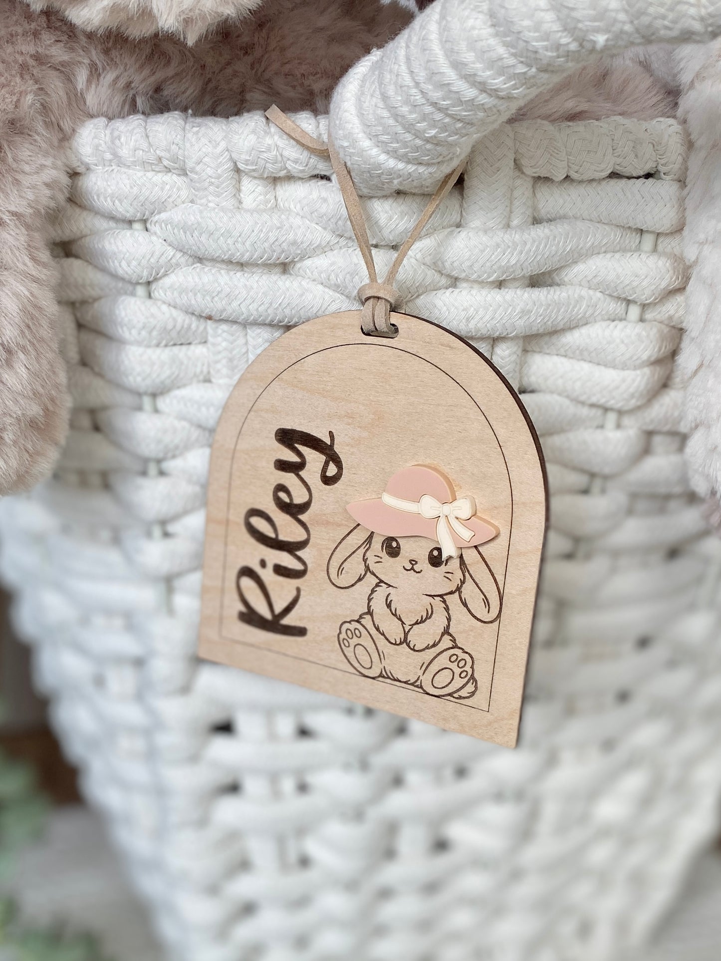 Personalized Hat Bunny Easter Basket Tag