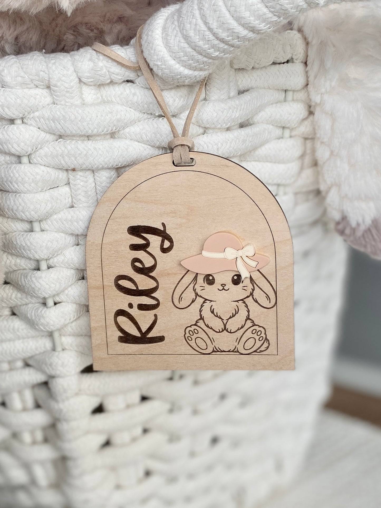 Personalized Hat Bunny Easter Basket Tag