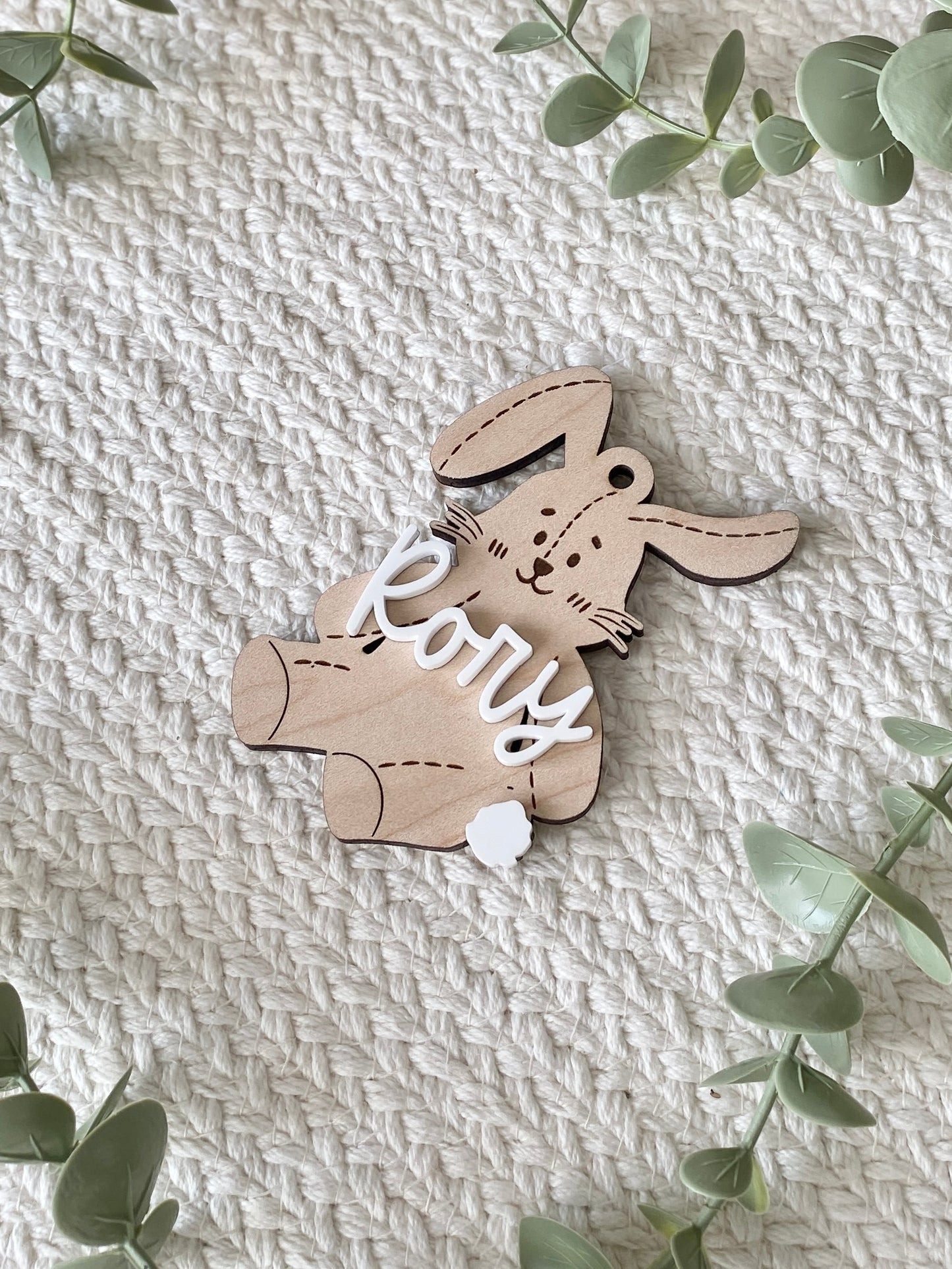 Personalized Stitched Bunny Easter Basket Tag